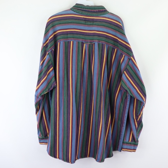 90s Streetwear Mens XL Multi-Color Striped Shirt - Picture 7 of 8